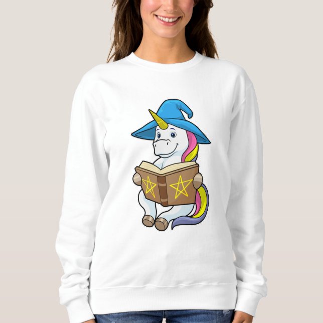 Camiseta Unicorn como assistente com livro e chapéu (Frente)