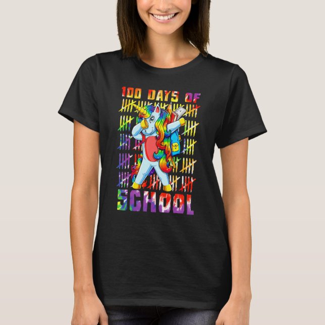 Camiseta Unicorn Dab Dabbing 100th Day Of School 100 Days (Frente)