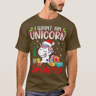 Camiseta Unicorn Dabbin Snow Tree I want An Unicorn For Chr