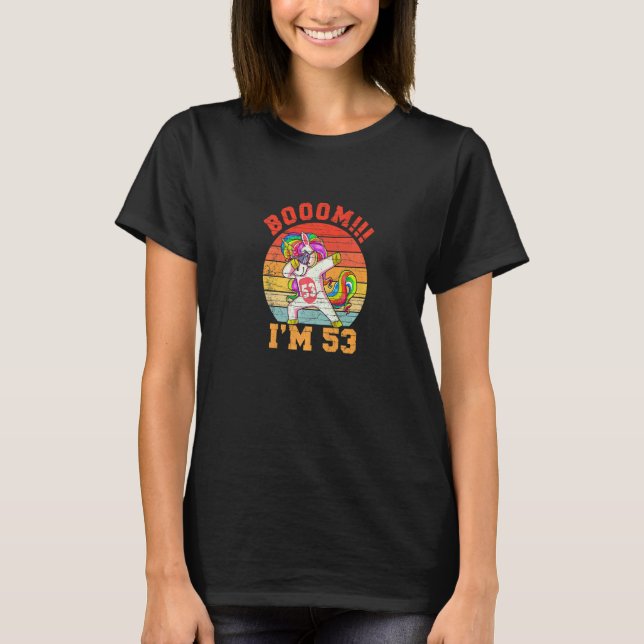 Camiseta Unicorn Dabbing Bday Retro Tenho 53 anos (Frente)