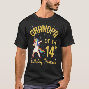 Camiseta Unicorn Dabbing Happy Avô Do Aniversário Da 14