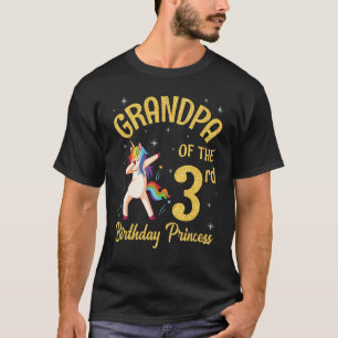 Camiseta Unicorn Dabbing Happy Avô Do aniversário de 3 anos