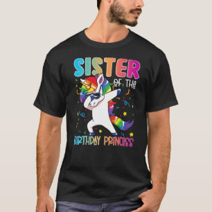 Camiseta Unicorn Dabbing Sister Da Princesa De Aniversário
