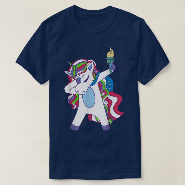 Camiseta Unicorn Dabbing USA Patriotin Womens Unicorn (Frente do Design)