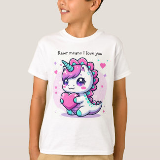 Camiseta Unicorn Dino Shirt! Rawr quer dizer que te amo