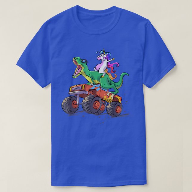 Camiseta Unicorn Dinossaur Truck Engraçado Mão Desenhada Gr (Frente do Design)