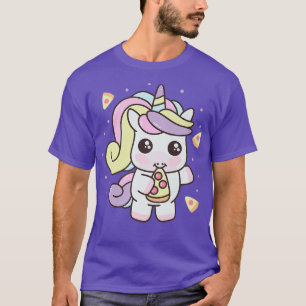 Camiseta Unicorn Eating Pizza Kawaii Cute Magnético Pastel 