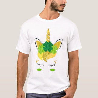 Camiseta Unicorn Face Dia de São Patrício Irlandesas Rapari