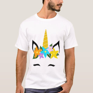 Camiseta Unicorn Face Eyelashes Sorri Flor Cuja Rua Ha