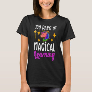 Camiseta Unicorn Feliz 100 Dias de Aprendizagem Mágica Esco