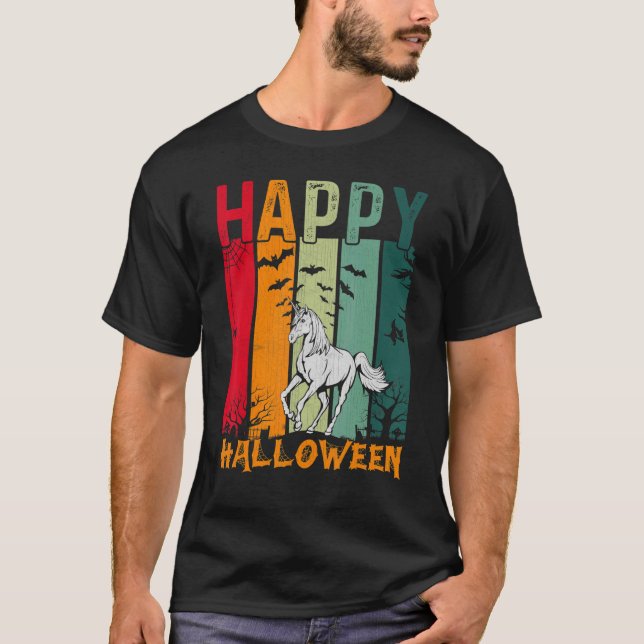 Camiseta Unicorn Girls Boys Retro Style Janto de Halloween  (Frente)