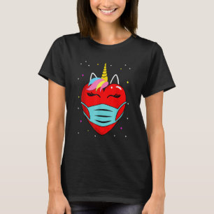 Camiseta Unicorn Heart Mask Valentine Day Quarantine Kids G