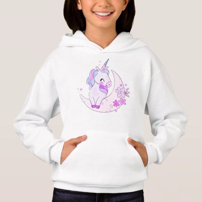 Camiseta Unicorn Hoodie for Kids - Sonhos Adoráveis do Arco (Frente)
