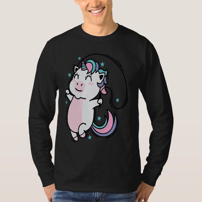 Camiseta Unicorn jumping Rope Mythical Creature Sport (Frente)