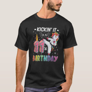 Camiseta Unicorn Karate 11 Birthday 11 Anos T
