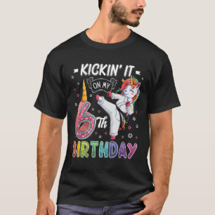 Camiseta Unicorn Karate 6 Birthday, 6 anos Taekwo