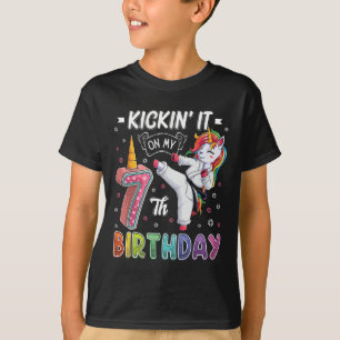 Camiseta Unicorn Karate 7 Birthday 7 7 7 Anos