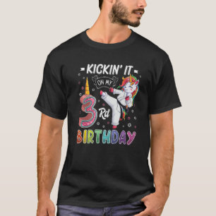 Camiseta Unicorn Karate aniversário de 3 anos 3 Anos