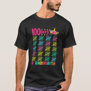 Camiseta Unicorn Kindergarten 100 Dias De Escola Garota Mág
