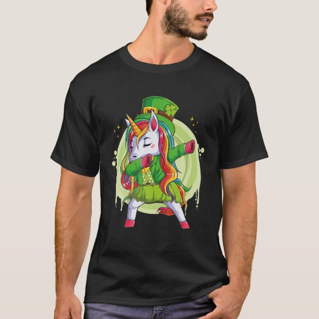 Camiseta Unicorn Leprechaun Hat Costume Dabbing (Frente)