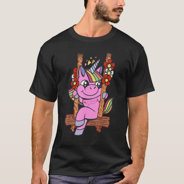 Camiseta unicorn lover cute swinging (Frente)