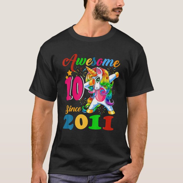 Camiseta Unicorn Lover Incrível Desde 2011 10 Anos De Idade (Frente)
