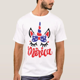 Camiseta Unicorn Merica Engraçado Eu Amo A América Quarto D