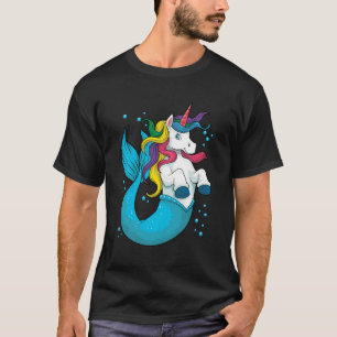Camiseta Unicórn Mermaid Mermicorn Sea Magical Rainbow Girl