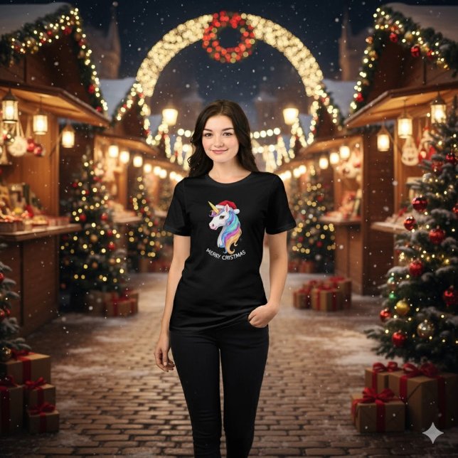 Camiseta Unicorn Merry Christmas Design (Criador carregado)