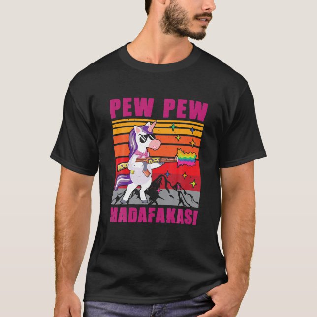 Camiseta Unicorn Pew Madafakas - Presente de Unicórnio Vint (Frente)