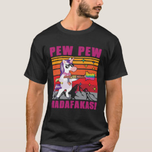 Camiseta Unicorn Pew Pew Madafakas Vintage Unicorn