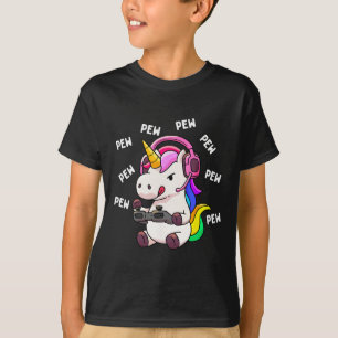 Camiseta Unicorn Pew Pew Unicorns Lover Video Game Gamer Gi