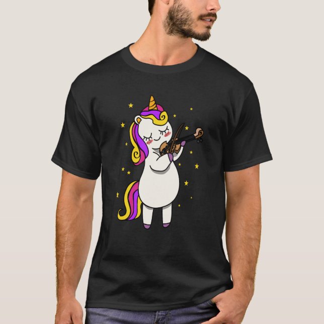 Camiseta Unicorn Playing Violin Magical Violinist Unicorn (Frente)