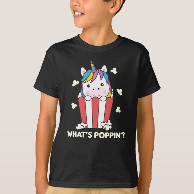 Camiseta Unicorn Popcorn Whats Poppin Funny (Frente)