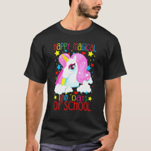 Camiseta Unicorn Rainbow 100º dia Feliz 100 dias de magia