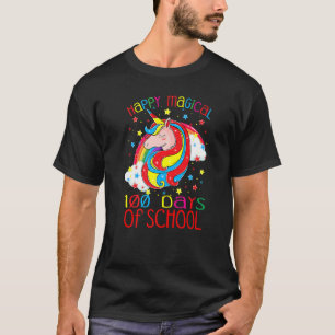 Camiseta Unicorn Rainbow 100º dia Feliz 100 dias de magia