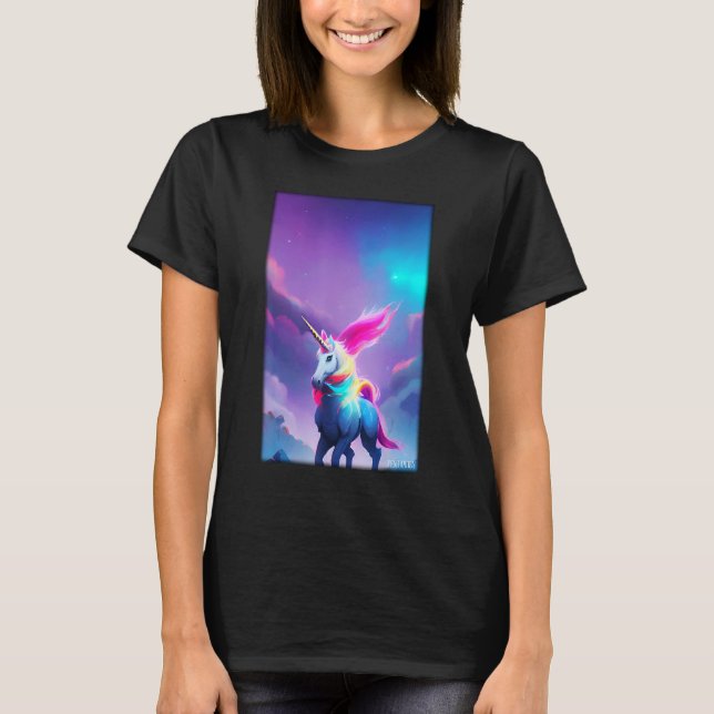 Camiseta Unicorn Rainbow Magic Fairy Tale Fabuloso Animal (Frente)
