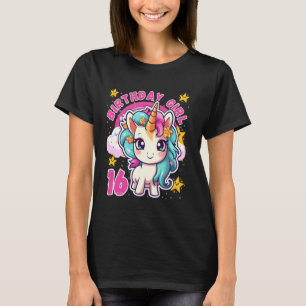 Camiseta Unicorn Rainbow Party Stars 16th Birthday Girl Uni