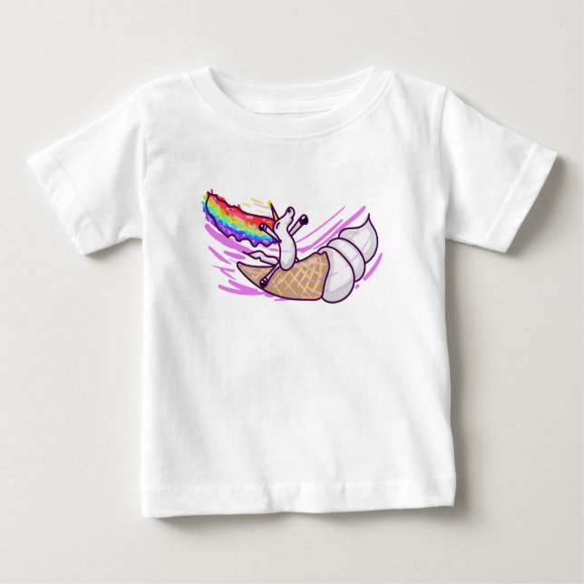 Camiseta Unicorn Rainbow Riding Ice Cream Cone (Frente)