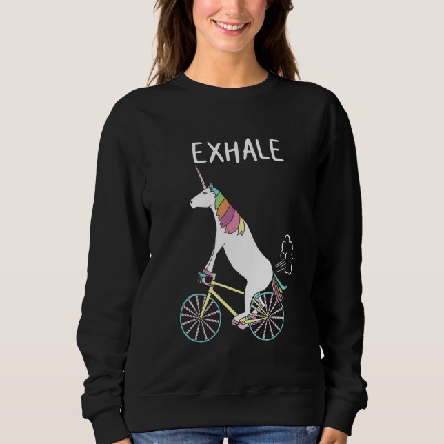 Camiseta Unicorn Riding Bike Exhale  Rider Cycling Cyclist (Frente)