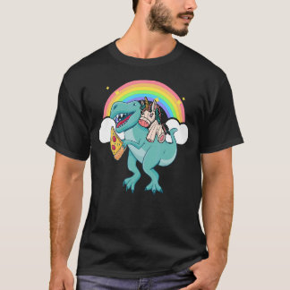 Camiseta Unicorn Riding T Rex Dinosaur Boys Girls Pizza Rai