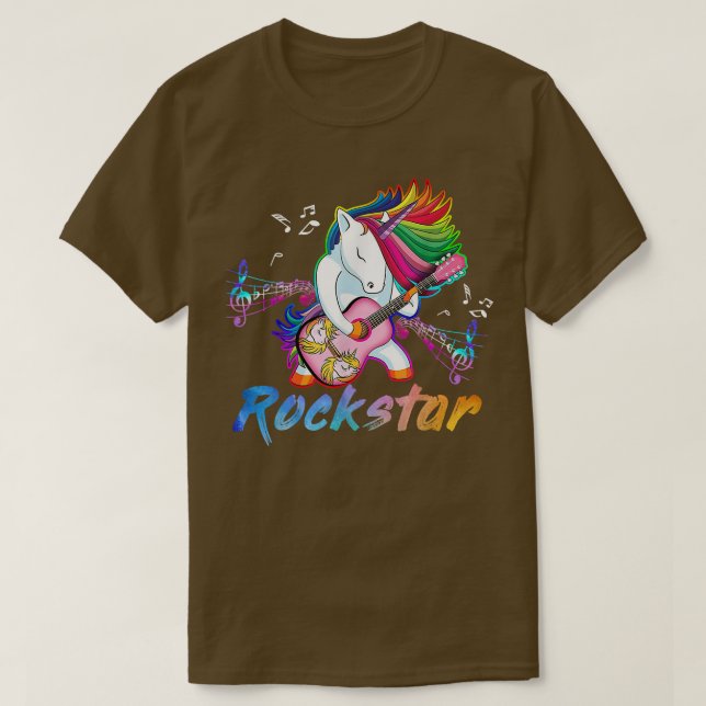 Camiseta Unicorn Rock star Guitar Rockin' music singer  (Frente do Design)