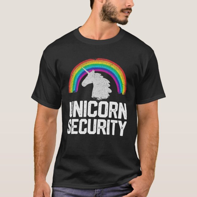 Camiseta UNICORN SECURITY Funny Rainbow Cute Halloween Cust (Frente)