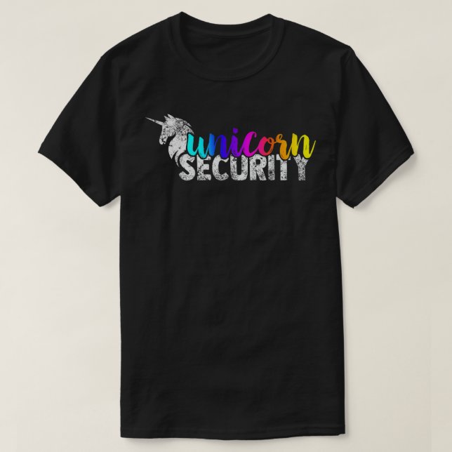 Camiseta Unicorn Security Rainbow Squad Tee Engraçado Pai E (Frente do Design)