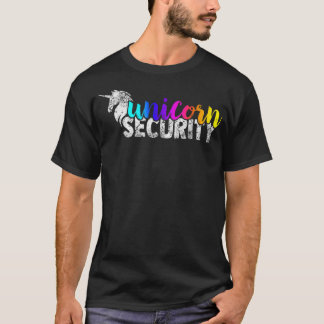 Camiseta Unicorn Security Rainbow Squad Tee Engraçado Pai E
