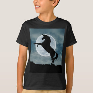 Camiseta Unicorn Silhouette Full Moon Night Sky, ZKOA