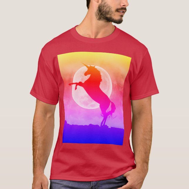 Camiseta Unicorn Silhouette Full Moon Night Sky, ZKOA (Frente)