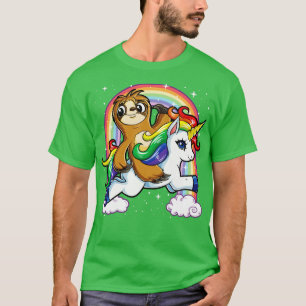 Camiseta Unicorn Sloth Riding T Sloths Unicorns Rainbow s95