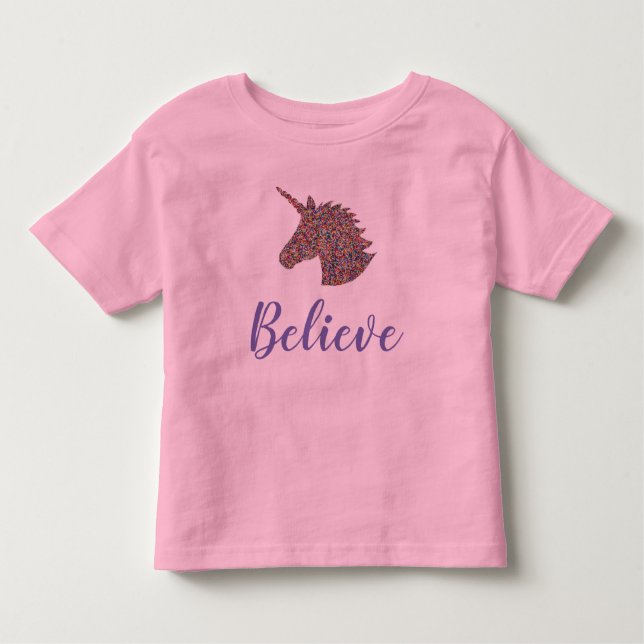 Camiseta Unicorn Sprinkle Impressão cor-de-rosa Bebê (Frente)