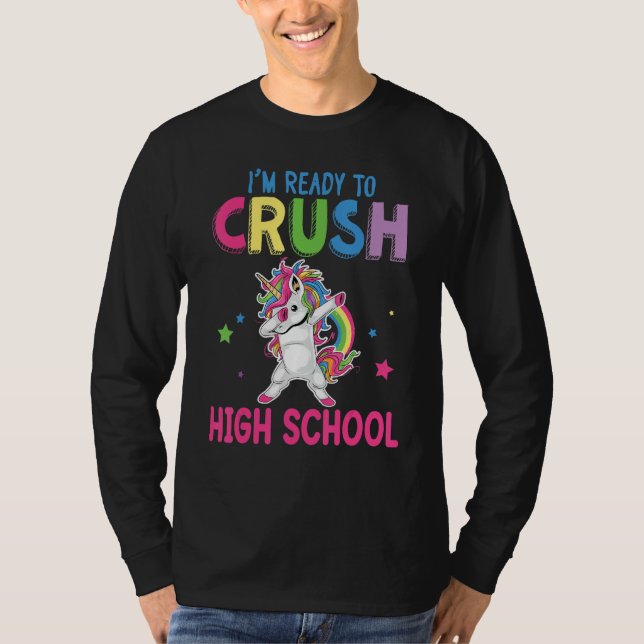 Camiseta Unicorn Student Back School I'm Ready To Crush Hig (Frente)